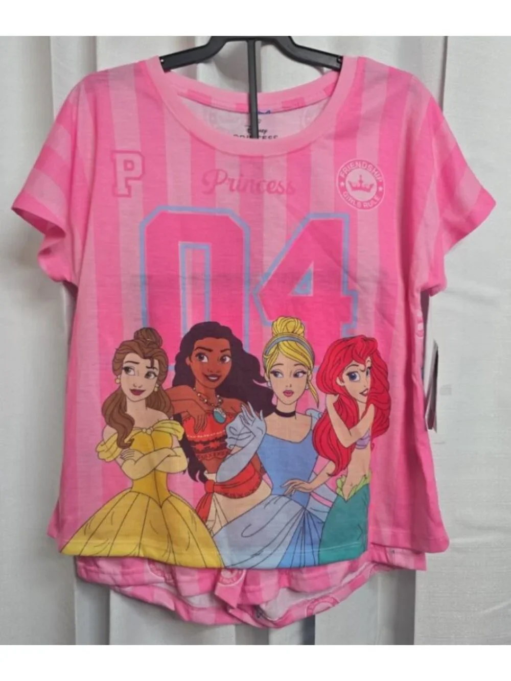 Disney Princess Girl's Pajamas Size Large (10/12) Pink Stripes Pajama Shorts